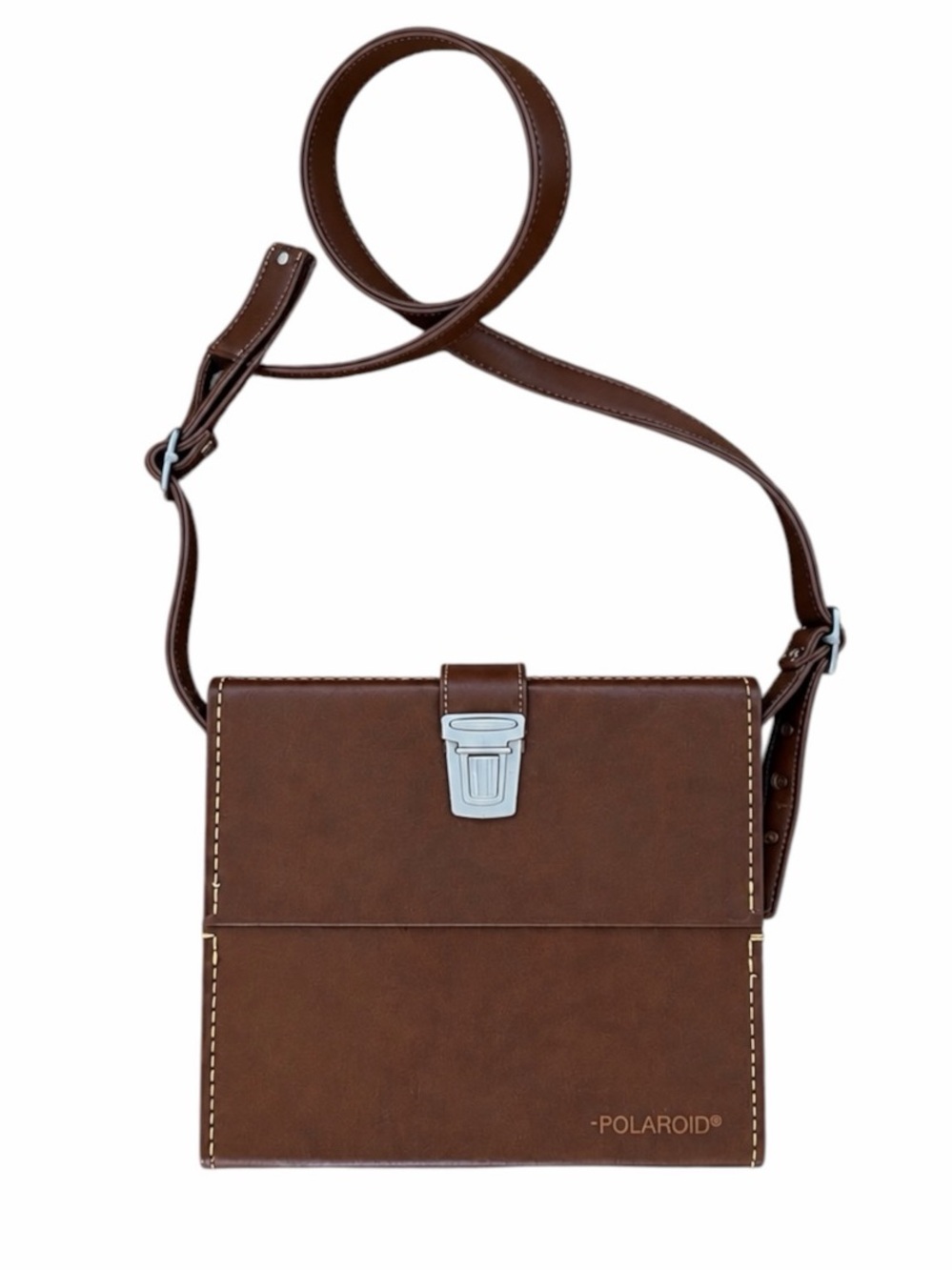 Vintage Polaroid Brown Hard Camera Carrying Case Adjustable Strap Collectible